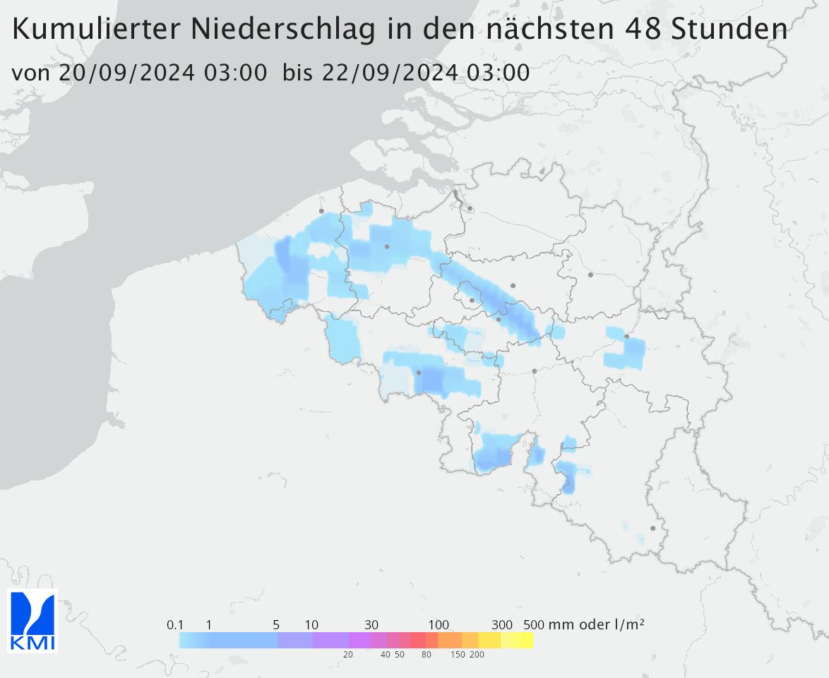 prognostizierte Niederschlagsmenge für die nächsten 24 Stunden