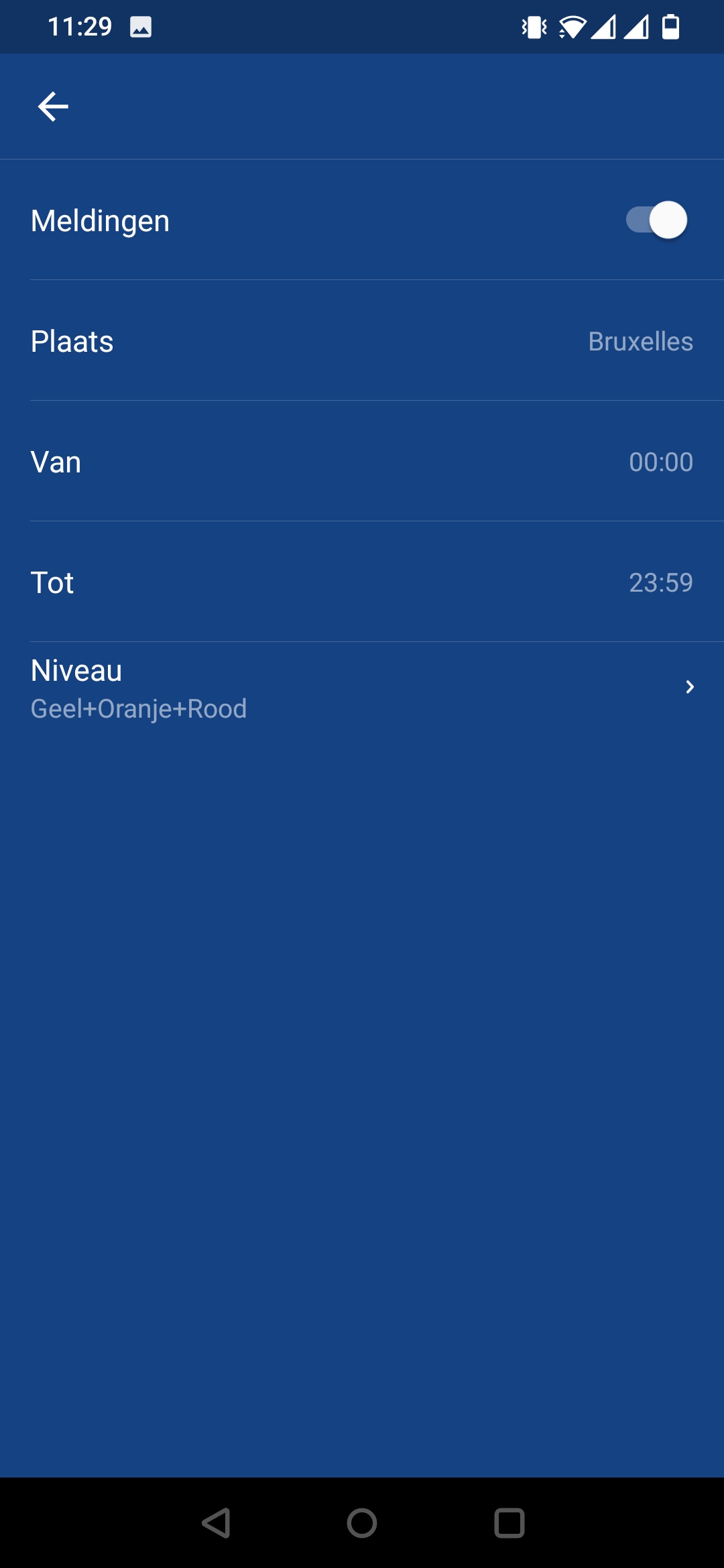 Stel de ontvangst van de weerflashes in via de KMI-app.